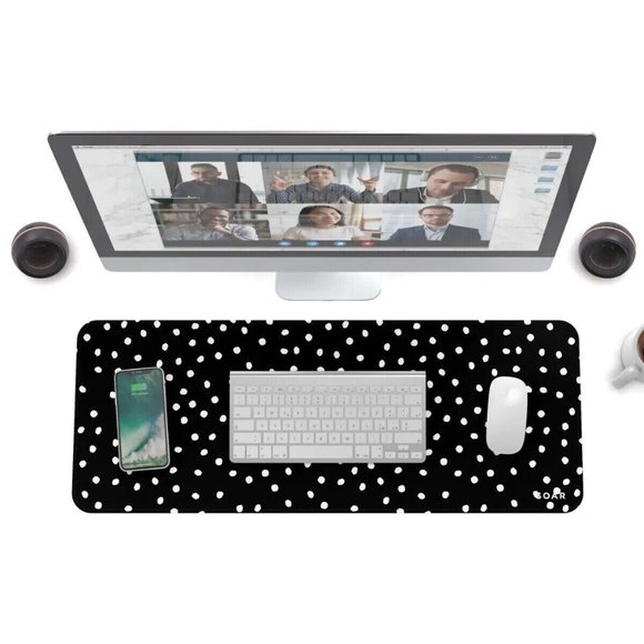 SOAR Office Desk Mat Black & White Polka Dot - Picture 2 of 2